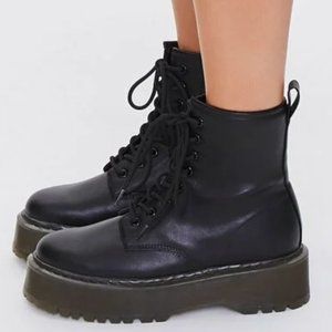 F2 Faux Suede Lug Sole Combat Boots 